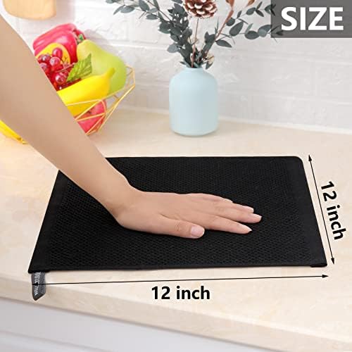 Homaxy 100% Cotton Waffle Weave Kitchen Dish Cloths 12-Pack, Black - Image 5