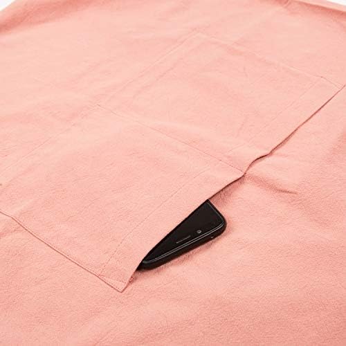 ELEZAY Aprons for Women with Pockets Plus Size Comfort Cross Back No Tie Cotton Linen Apron Pinafore - Image 5