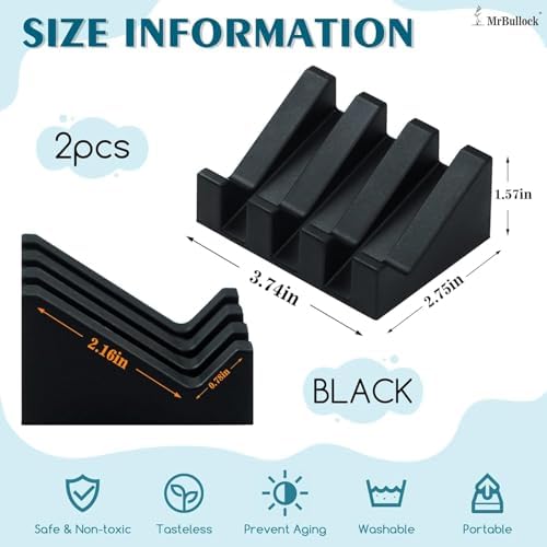 Silicone Soap Dish Self Draining with Suction Cups (Black, 2 Pack) - Image 4