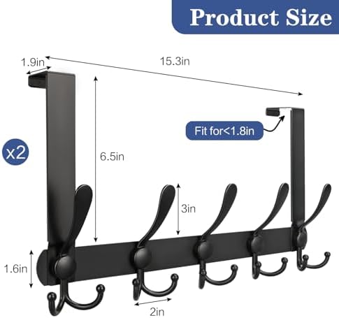 DkOvn 2 Pack Over The Door Hooks, No Assembly Required Door Hanger Hook - Image 6
