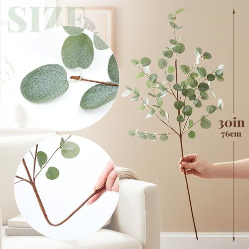 Giegxin 4 Pcs 30" Artificial Eucalyptus Branches for Vase, Green - Image 2