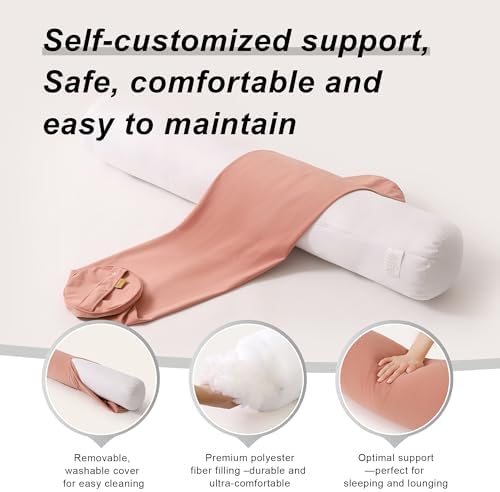 Long Round Body Pillow for Adults, 39.37 x 7.87 in, Blush Pink - Image 4