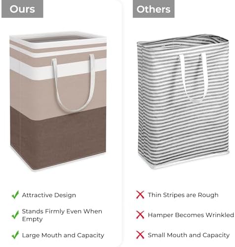 HomeHacks 2 Pack Large Laundry Baskets, Laundry Hampers Bags (Khaki 75Lx2) - Image 3