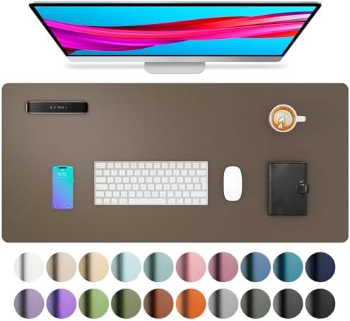 Aothia Leather Desk Pad Protector, Mouse Pad, Office Desk Mat, Non-Slip PU Leather Desk Blotter, Laptop Desk Pad, Waterproof Desk Writing Pad for Office and Home (Coffee, 36" x 17") by AothiaSimpleNaturalUnique