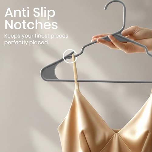 Utopia Home Plastic Hangers 50 Pack – Space Saving Clothes Hanger Grey - Image 3