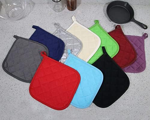 5 PCS Pot Holders for Kitchen, Cotton Potholers with Great Heat Resistance, Hot Pads, Trivets for Cooking and Baking Blue - Image 6