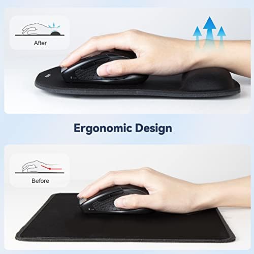 TECKNET 2 Pack Gaming Ergonomic Mouse Pad with Wrist Support Black - Image 2