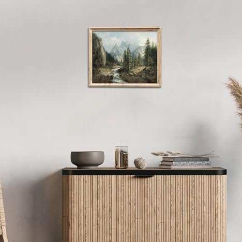 uniro Mountain Landscape Painting Vintage Spring Forest Wall Art Print Rustic Cabin Scenery Wall Decor Canvas Prints Farmhouse Spring Wall Art - 8x10 Unframed - Image 5