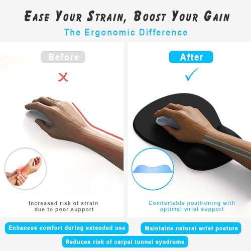 ErgoComfort Gel Wrist Rest Mouse Pad-Ergonomic Office Mousepad with Wrist Support-Non-Slip, Design Desk Accessories Mat for Home&Game Decor (03Silver Surge) - Image 3