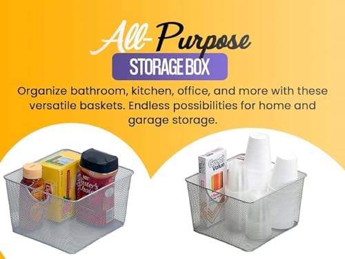 YBM HOME Kitchen Pantry Organizer Mesh Wire Storage Basket for Shelves, Pantry, and Cabinets, Multipurpose Steel Wire Basket for Organizing Office, Household, 14.5 x 9 x 7 in, Pack of 2 - Image 5