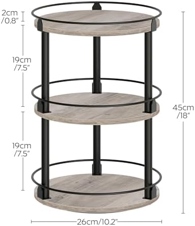 YATINEY 3-Tier Lazy Susan Organizer, Rotating Spice Rack, Spinning Organizer, Industrial Turntable Spice Rack Organizer for Cabinet, Kitchen Countertop, Greige and Black SR23BG - Image 6