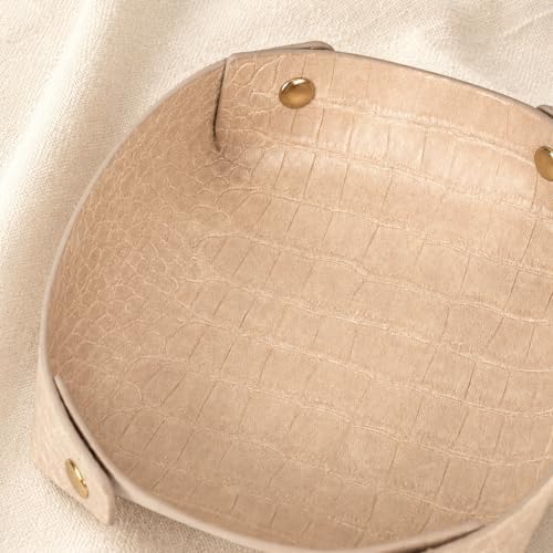 Large Faux Leather Catchall Valet Tray, Beige Croc - Image 5