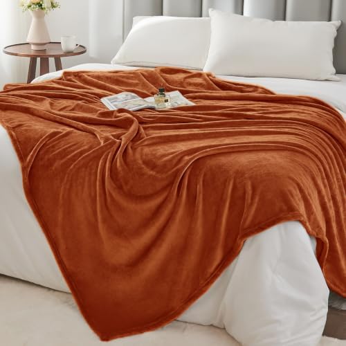 BEDELITE Fleece Blanket Soft Plush Throw for Couch Terracotta 50"x60" - Image 6