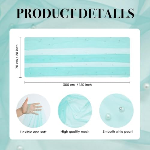 Artoid Mode Pearl Turquoise Gauze Table Runner 10FT Home Decor - Image 6