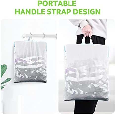 OTraki 2 Pack Large Mesh Laundry Bag with Handles 16x20 inch, White - Image 4
