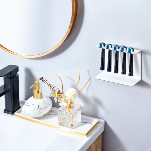 Electric Toothbrush Head Holder, Tooth Brushing Holder, Wall Mounted Toothbrush Holders Shower Bathroom, Self Adhesive or Desktop Tooth Brush Holder Organiser (White, Medium) - Image 4