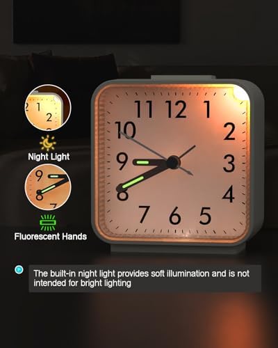 AMIR Analog Silent Non Ticking Small Clock, Travel Analog Alarm Clock - Image 5
