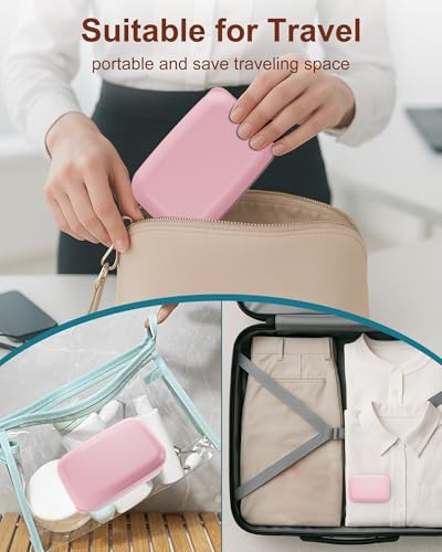 Quatish Leakproof Large Soap Dish with Lid & Draining Layer, Shatterproof Travel Bar Soap Holder Case Container, Portable Travel Size Toiletries Essentials for Camping, Gym, Bathroom, Pink - Image 5