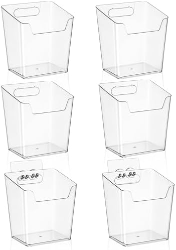 6 Pack Cabinet Door Organizer Adhesive, Compact,Clear Wall Storage Bins(L) by Hiopeak