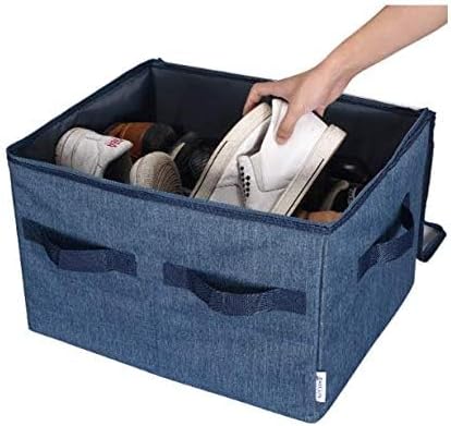 Moteph Shoe Organizer Closet Storage Solution with Clear Cover & Adjustable Dividers for Shoes, Handbags, Blankets, Linen, Clothing (Medium - 16 Pairs, Navy Blue) - Image 2
