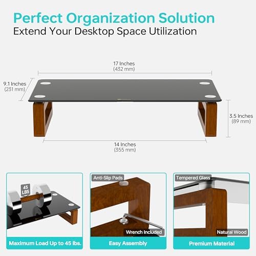 YEOUX Multi-Purpose Desktop Stand - 17.0" x 9.0" x 3.5" (Black & Walnut) - Image 5