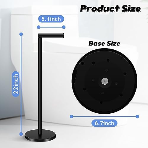TACGEA Toilet Paper Holder Stand, Bathroom Toilet Paper Roll Holder Stainless Steel Free Standing, Storage for 4 Rolls of Paper, Matte Black - Image 2