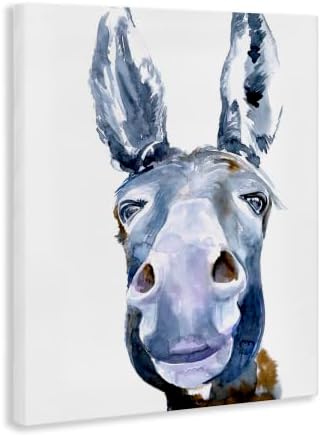 Stupell Industries Donkey Portrait Blue Brown Animal Watercolor Painting Canvas Wall Art, 16 x 20, Design by Artist Jennifer Paxton Parker - Image 2