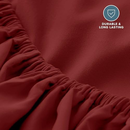 Bare Home Twin Fitted Sheet - 1800 Ultra-Soft (Twin, Rosewood) - Image 5