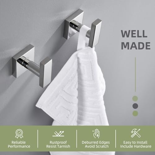Angle Simple Towel Hooks for Bathroom, Polished Chrome, 2 Pack - Image 6