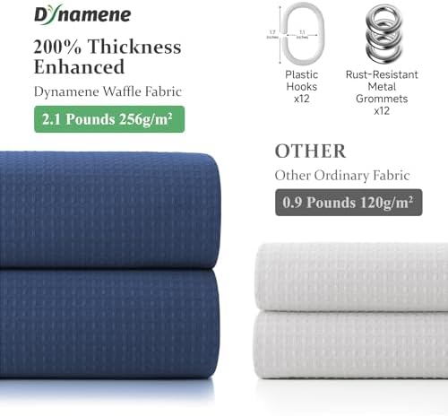 Dynamene Waffle Shower Curtain 256 GSM Heavy Duty Fabric 72"x72" Navy Blue - Image 4