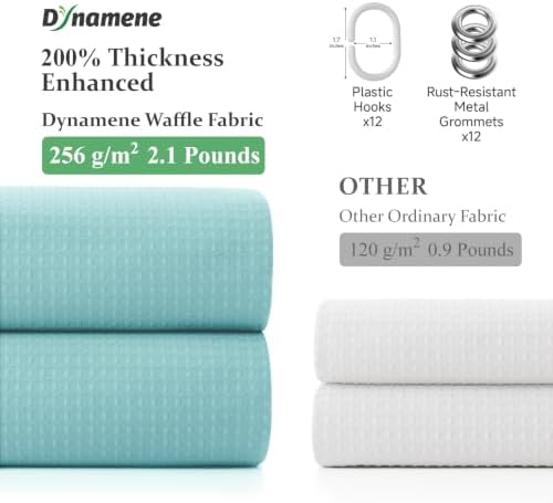 Dynamene Long Waffle Shower Curtain 256 GSM Heavy 72"x78" Teal/Turquoise - Image 5