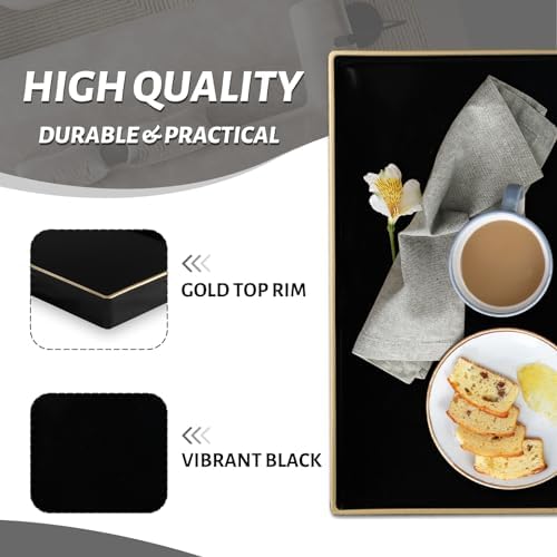 MAONAME Black Decorative Tray, Square Plastic Serving Tray with Handles - Image 4