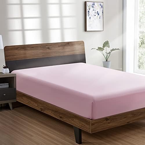 FreshCulture Twin Fitted Sheet - Hotel Quality - Ultra Soft & Breathable - Brushed Microfiber - Deep Pocket - Cooling Fitted Sheet for Twin Size Bed (Dusty Pink) by FreshCulture