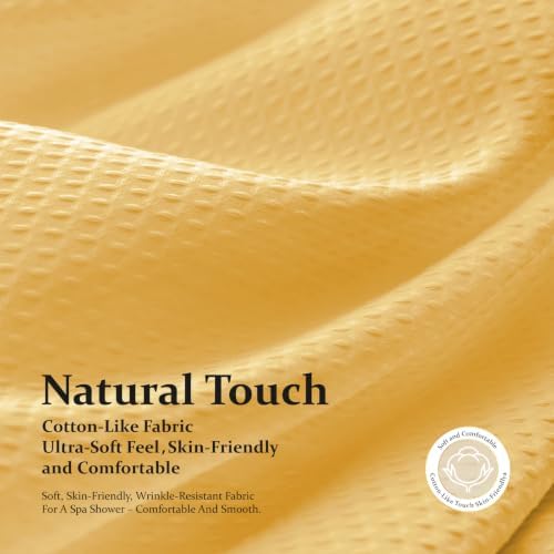Dynamene Long Waffle Shower Curtain 256 GSM Heavy Fabric 72x78 Gold - Image 4