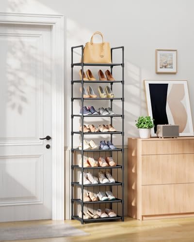 Kitsure 10 Tier Shoe Rack, Tall Shoe Organizer, 16.9" Wide, Black - Image 2