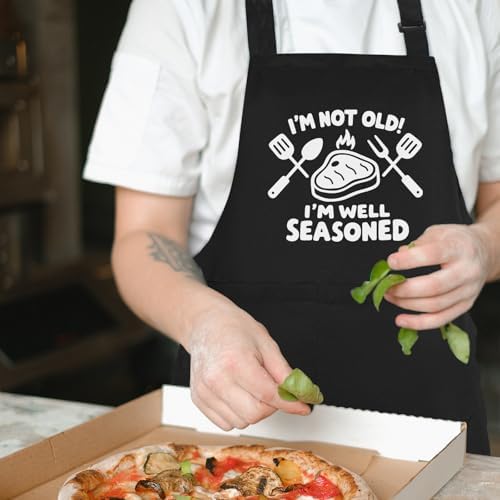 Funny Aprons for Men with Pockets, Mens Apron for Cooking Grilling BBQ, Dad Gifts for Husband Birthday Fathers Day - Image 2