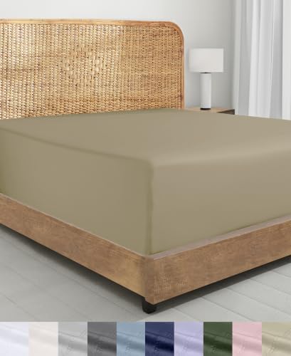 California Design Den 100% Organic Cotton Twin Fitted Sheet, Soft Taupe by CaliforniaDesignDen
