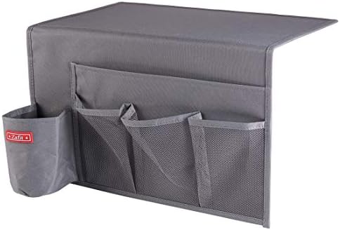 Zafit 5 Pockets Bedside Caddy, Bedside Storage Organizer for Water Bottles, Magazines, Phone, Glasses (5 Pockets-Grey) - Image 3