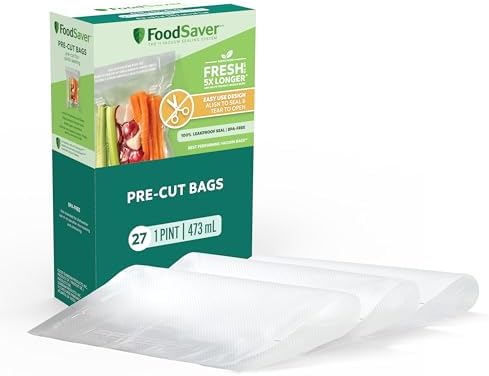FoodSaver Pint Pre-Cut Vacuum Seal Bags, Easy Use Vacuum Storage Bags, Align to Seal and Tear to Open Vacuum Sealer Storage Bags, 27 Pack - Image 2