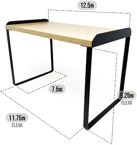 Mitus Stacking Wood Shelf Organizer, Counter Cabinet Storage Rack, 12 inch - Image 3