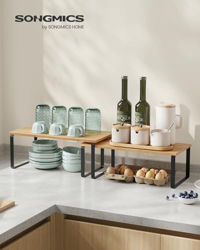SONGMICS Cabinet Organizer Shelf, Set of 4 Spice Rack, Kitchen Storage - Image 3