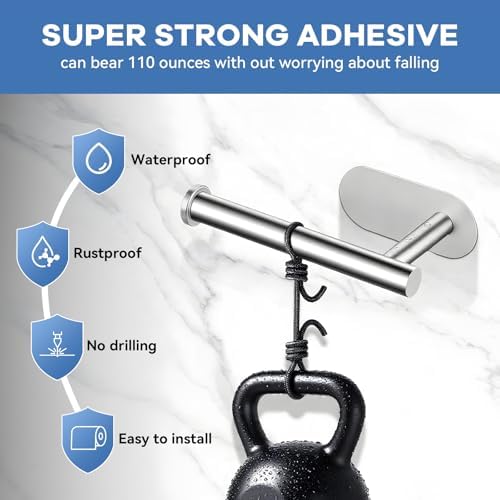 No Drill Self Adhesive Toilet Paper Holder wall Mount Towel Rack Silver - Image 5