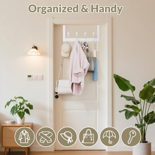 Heavy Duty Over The Door Hooks Rustproof - 25lb Over The Door Towel Rack for Bathroom, Over The Door Hanger, Door Towel Hanger, Over The Door Towel Hook, Coat Rack (2Pack, White) - Image 3
