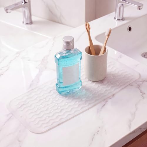 MicoYang Silicone Dish Drying Mat for Multiple Usage,Easy clean,Eco-friendly,Heat-resistant Silicone Mat for Kitchen Counter,Sink,Bar,Bottle,or Cup Translucent M 17 inches x 6 inches - Image 6