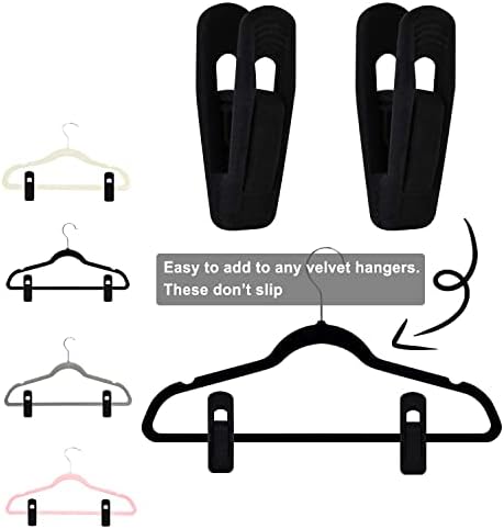 TOFIIGREM Black Velvet Hangers Clips 40 PCS, Pants Hangers Velvet Clips Easily Add to Velvet Hanger, Skirt Suit Pants Clothes Velvet Hangers, Baby Kids Hangers Clips - Image 2