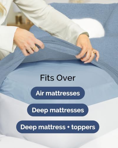 CGK Linens 2 Pack Extra Deep Twin XL Fitted Sheets - Heathered Blue - Image 7