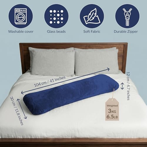 ODOXIA Weighted Pillow for Adults 6.5lbs (41" x 12") | Sleep Better & Feel Calm | Weighted Body Pillow for Stress Relief | Sleeping Hugging Pillows for Adults | Helps to Focus - Image 5