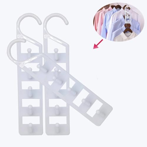 Closet Space Saver Hooks,Set of 4,Belts Hanger Holder,Compact Clothes Storage Organizers with 5 Holes for Home Dorm Apartment (4, White) - Image 3