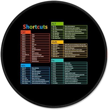 ITNRSIIET Mouse Pad Non-Slip Rubber Base Smooth Surface Stitched Edges Waterproof Durable Compatible with All Mice for Office & Gaming, Desk Accessory, Diameter 8.7 inch, WinShortcuts by +ITNRSIIET