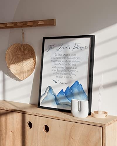 HAUS AND HUES Bible Verse Wall Art - Christian Motivational Posters, The Lord's Prayer Wall Decor, Bible Verse Wall Art Bible Quotes, Frameable Our Father Prayer Wall Decor (Black Frame, 12x16) - Image 5